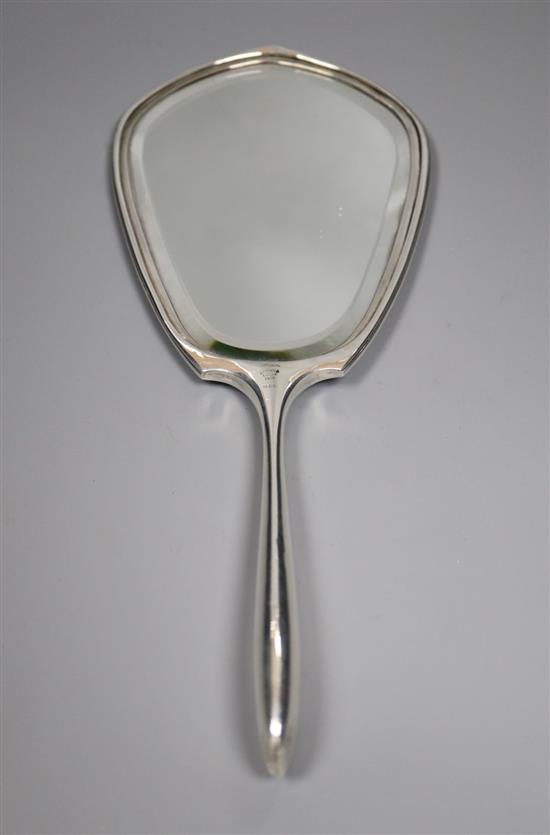 Five sterling mounted dressing table items, including hand mirror, brushes, shoe horn etc.